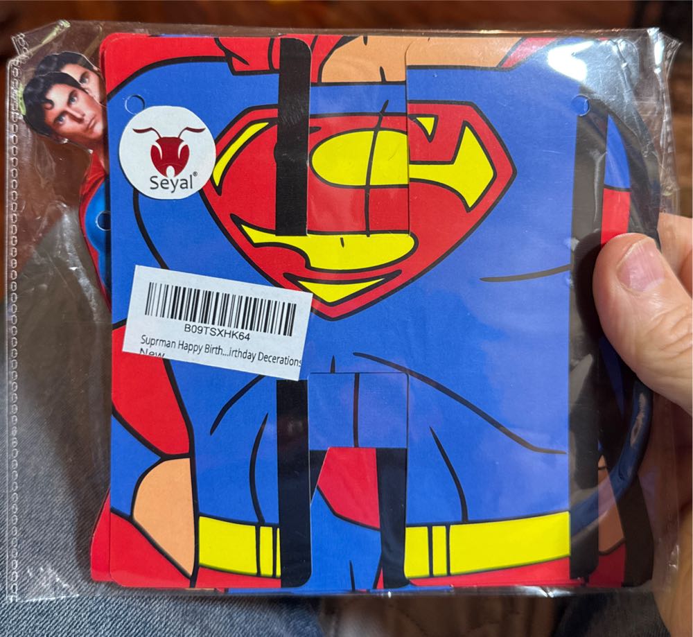 Suprman Happy Birthday Banner Birthday Decorations  vinyl figure collectible - Main Image 2