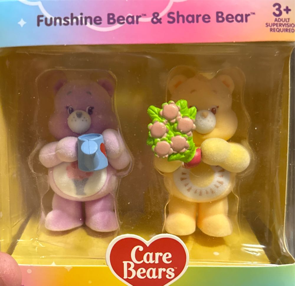 Care Bear Good Luck Bear And Funshine Bear Share Bear 6 Of Care Bears Flocked Mini By Cloudco Set ~ Set Of 2 Cheer Bear & Tenderheart Bear Set 3 Collectible  vinyl figure collectible [Barcode 840359704378] - Main Image 3