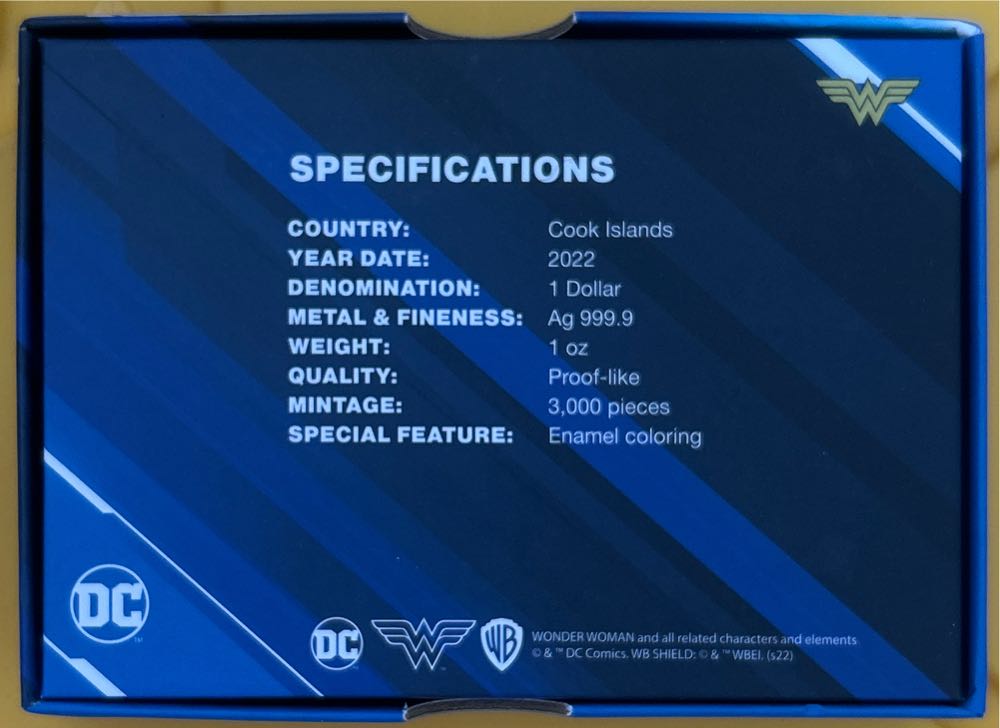 Silver: 2022 $1.00 Coin: 1 Reg Oz: Cook Islands: Wonder Woman  vinyl figure collectible - Main Image 2