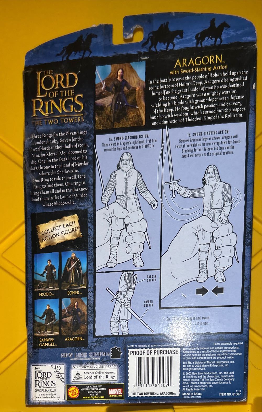 #81300 The Lord Of The Rings: The Two Towers: Aragorn With Sword-Slashing Action - The Lord of the Rings vinyl figure collectible [Barcode 035112813071] - Main Image 2