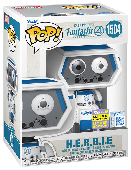 Sdcc Funko Pop! Marvel Fantastic Four 1504 New Listing Herbie Con H.e.r.b.i.e. First Pop Exclusive Sticker  vinyl figure collectible [Barcode 889698879347] - Main Image 2