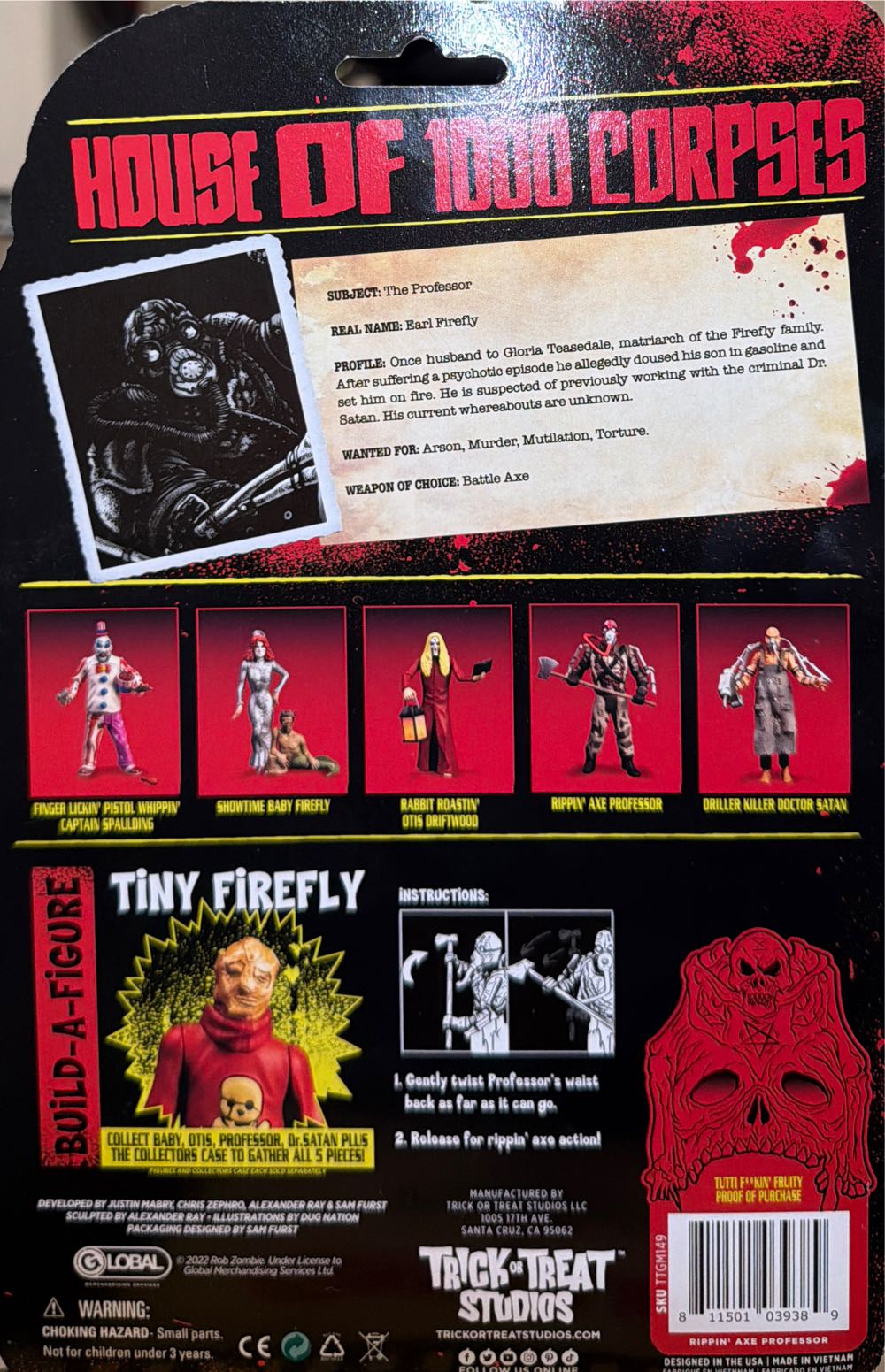 Rippin’ Axe Professor - House of 1000 Corpses vinyl figure collectible [Barcode 811501039389] - Main Image 2