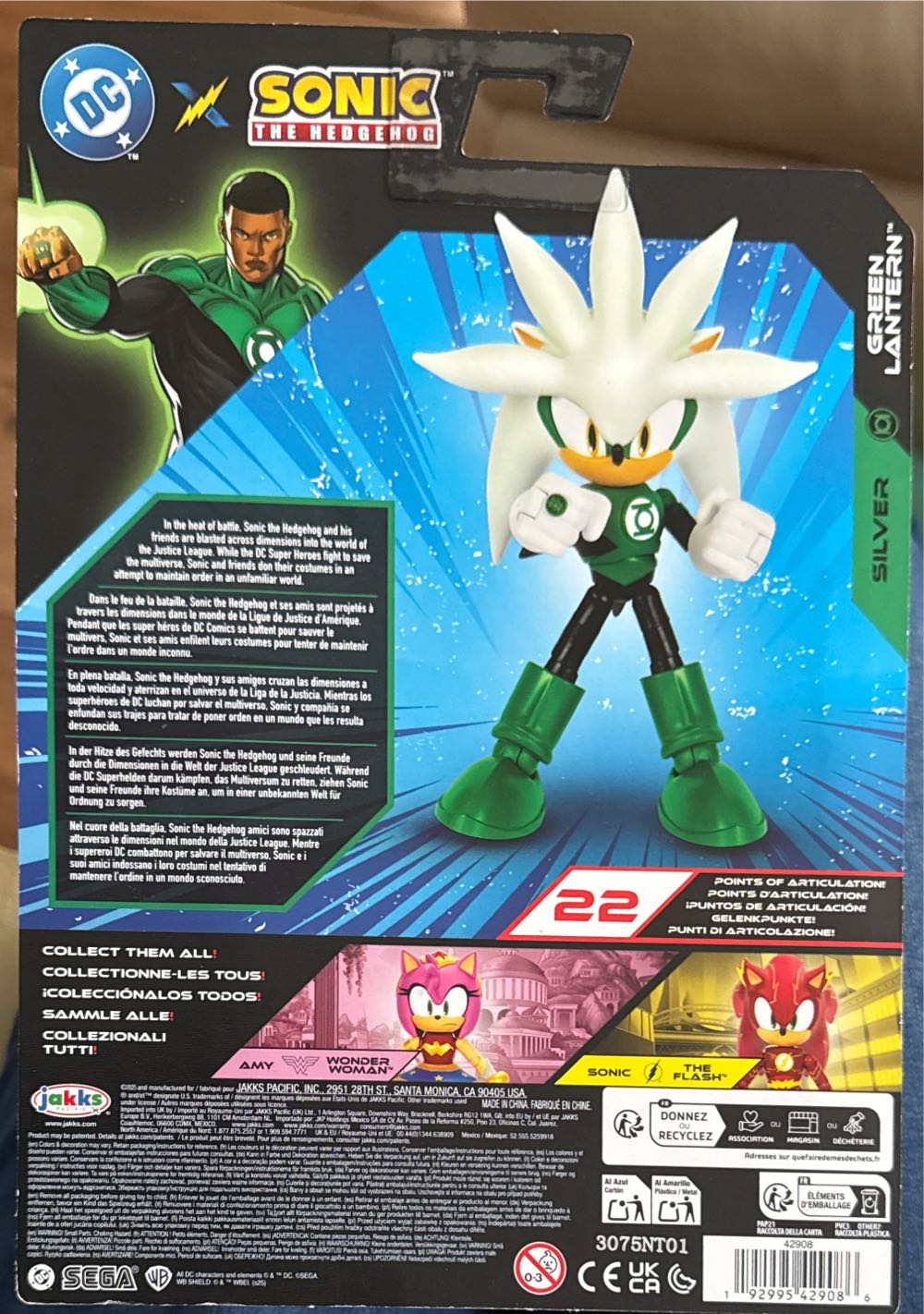 Silver Green Lantern Sonic The Hedgehog Silver Green Lantern Action Jakks Dc X Dc Silver As Green Pacific 5” - Sonic the Hedgehog vinyl figure collectible [Barcode 192995429086] - Main Image 2