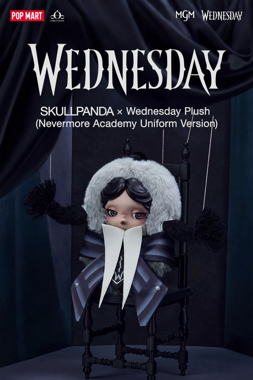 Uniform Plush Nevermore Academy Uniform Version Skullpanda Wednesday X Pop Mart New Version Nevermore ×  vinyl figure collectible [Barcode 6941313040762] - Main Image 2