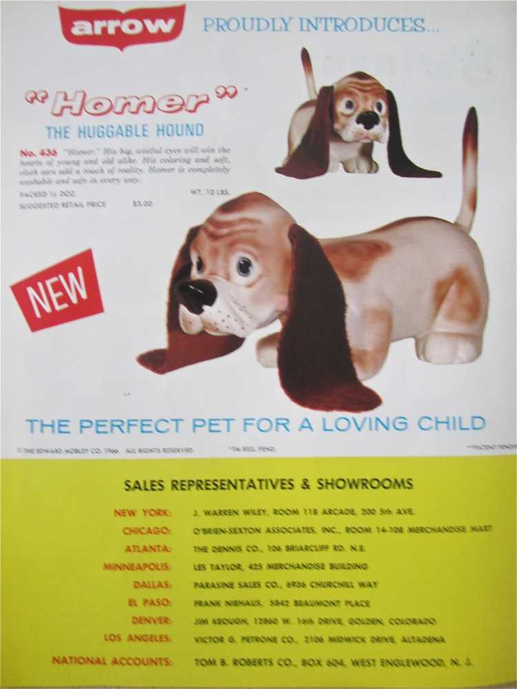 Homer The Huggable Hound Arrow Rubber And Plastics 1966  vinyl figure collectible - Main Image 2