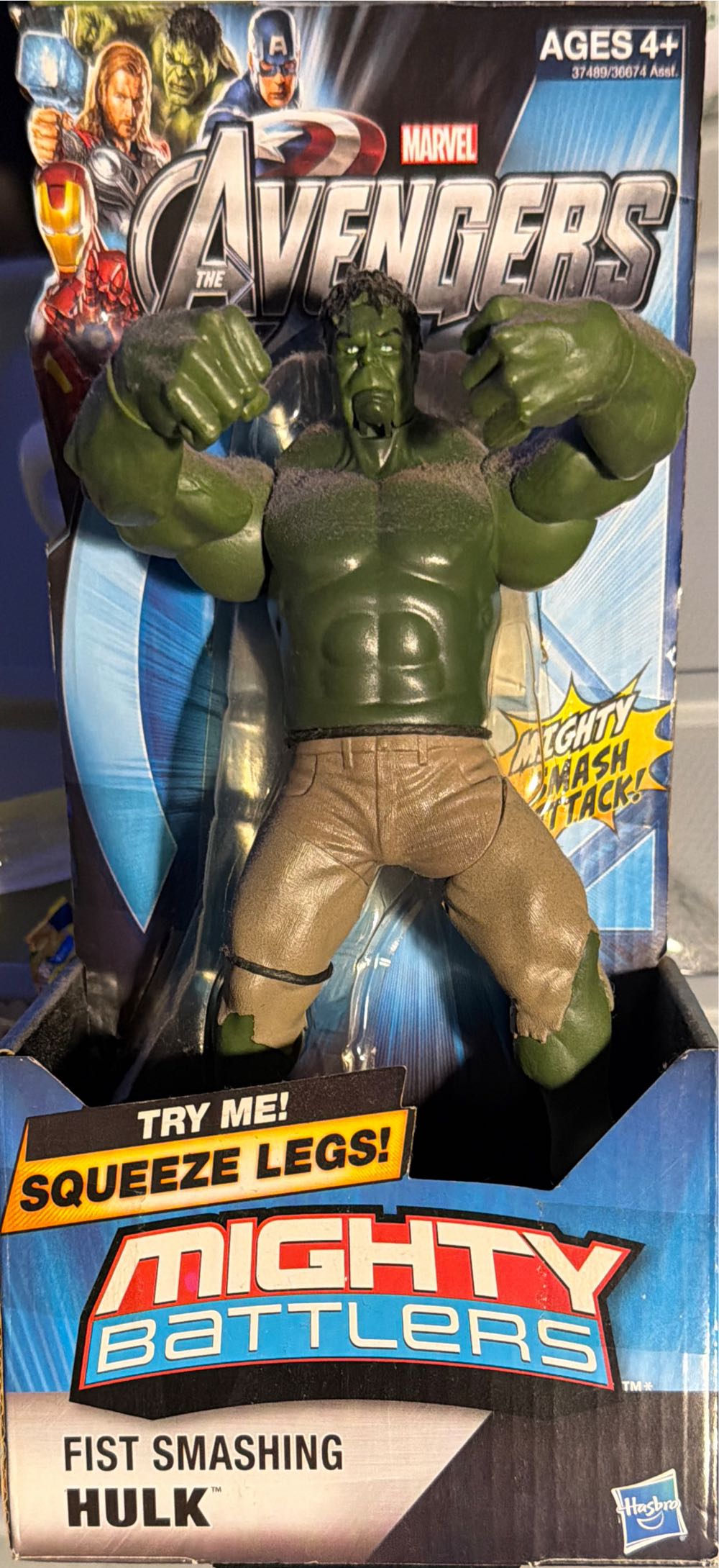The 6” Marvel Avengers Mighty Battlers Action Hulk Vhtf Hasbro Fist Smashing  vinyl figure collectible [Barcode 653569699859] - Main Image 2