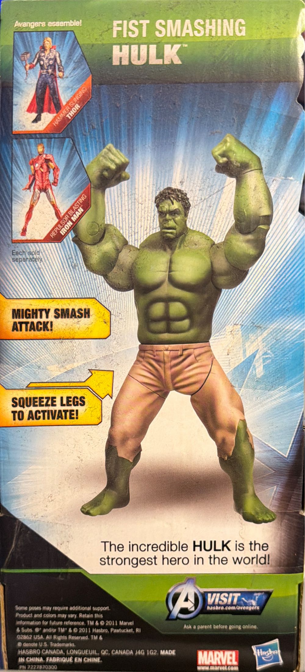 The 6” Marvel Avengers Mighty Battlers Action Hulk Vhtf Hasbro Fist Smashing  vinyl figure collectible [Barcode 653569699859] - Main Image 3