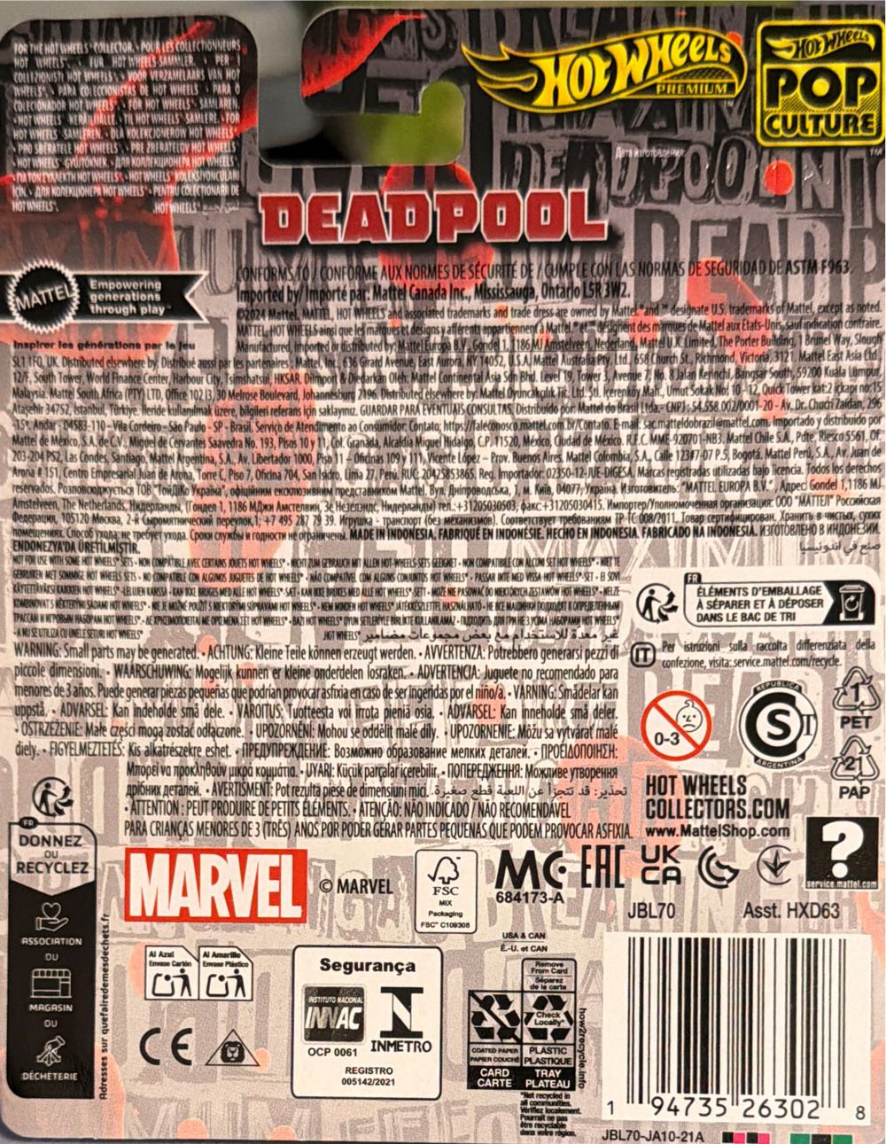 Deadpool Scooter Marvel Series Hot Wheels Premium 1 64 Scale  vinyl figure collectible [Barcode 194735263028] - Main Image 2