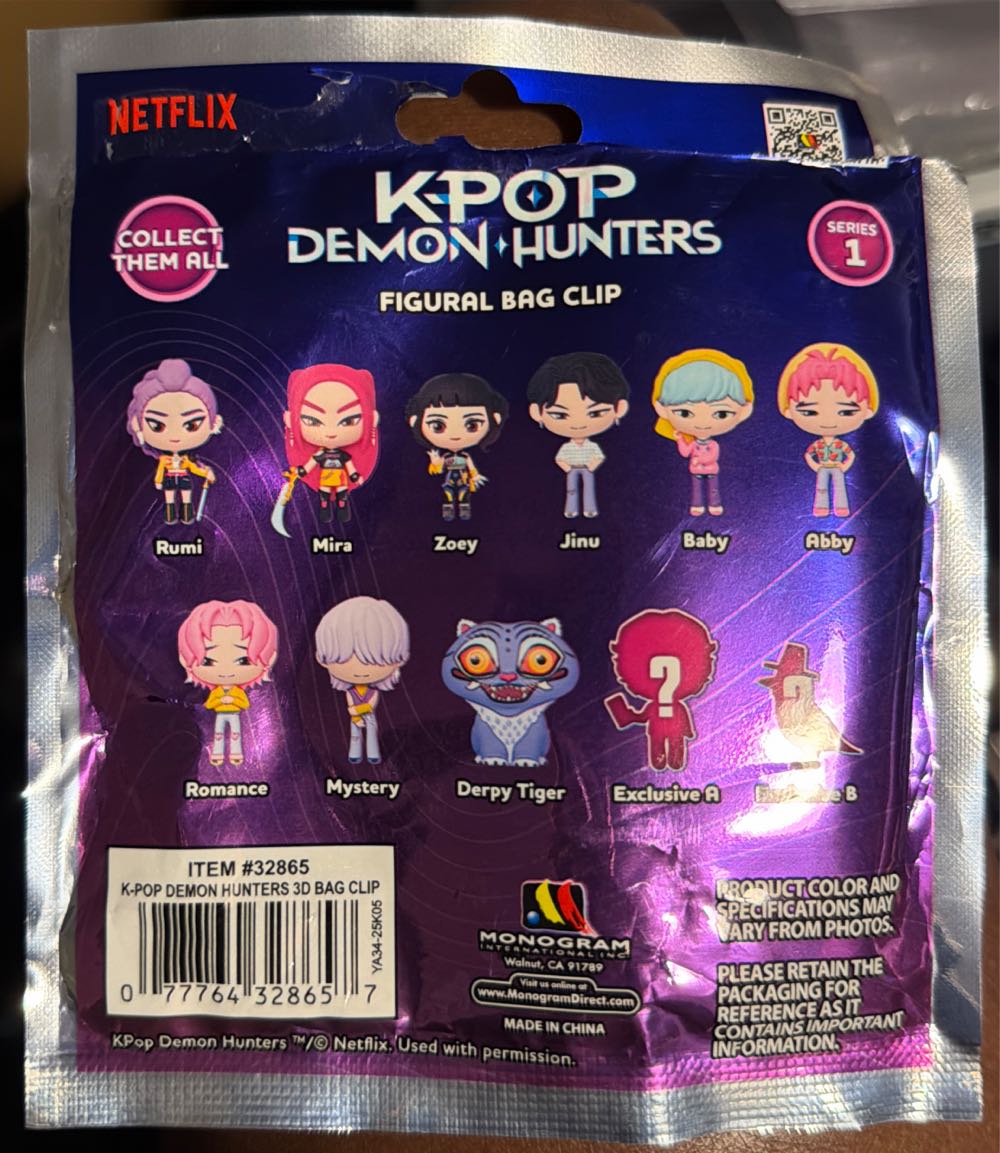 K Pop Demon Hunters Figural Bag Clip **new Opened** Netflix Series 1 Kpop Saja Boys Monogram  vinyl figure collectible [Barcode 077764328657] - Main Image 3