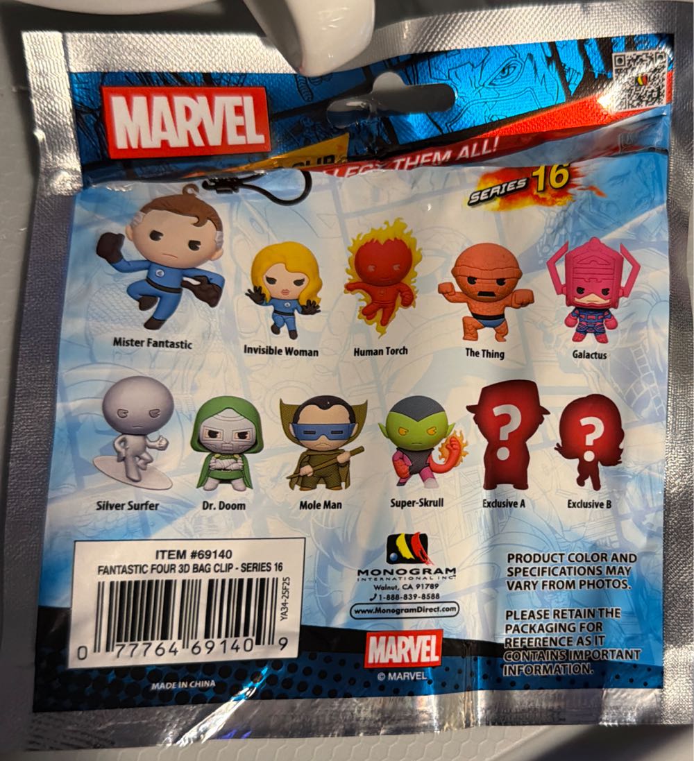Monogram International Ec 3 Bag Clip Fantastic Four Figure  vinyl figure collectible [Barcode 077764691409] - Main Image 2