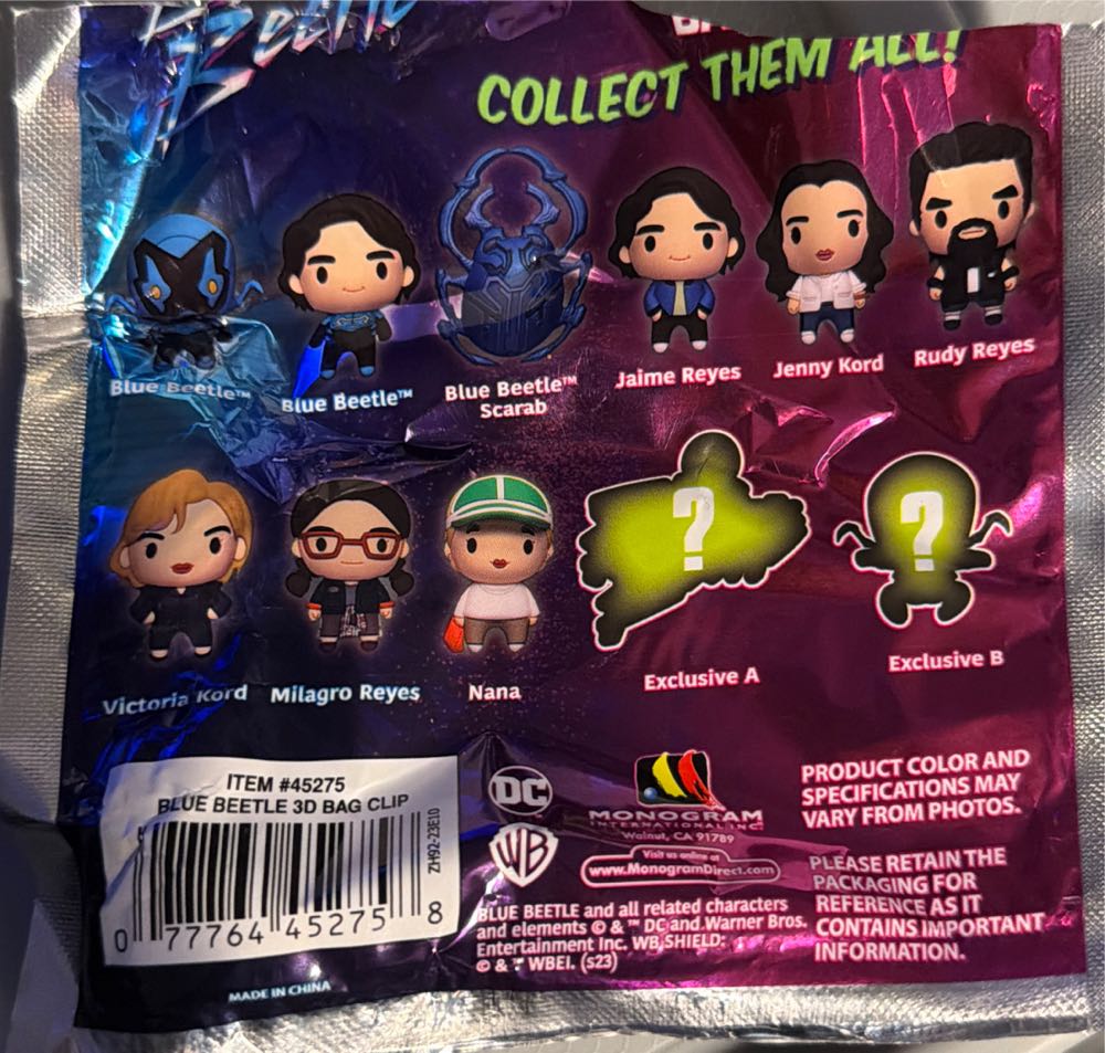 6 Dc Blue Beetle Figural Bag Clips Sealed Blind Bags 3d Clip Of Wholesale 4 Rudy Reyes  vinyl figure collectible [Barcode 077764452758] - Main Image 2