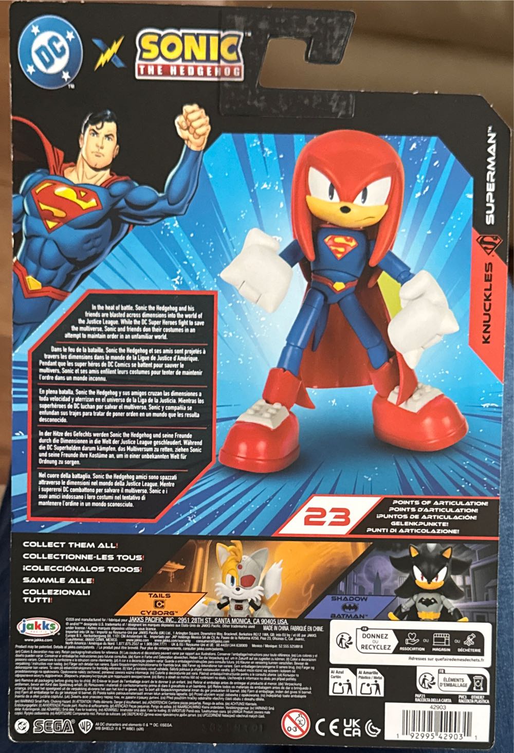 Knuckles Superman DC Sonic The Hedgehog - Sonic the Hedgehog vinyl figure collectible [Barcode 192995429031] - Main Image 2