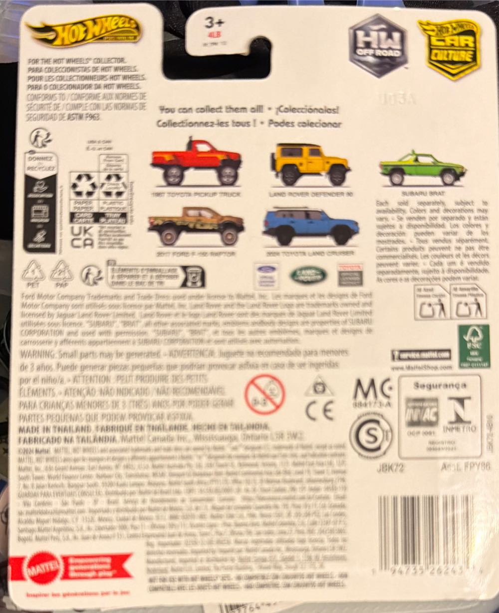 Hot Wheels Premium Car Culture Collectible Toy Car 1:64 Scale Die-cast Subaru B.r.a.t. Off Road Vehicle With Real Riders Tires  vinyl figure collectible [Barcode 194735262434] - Main Image 2