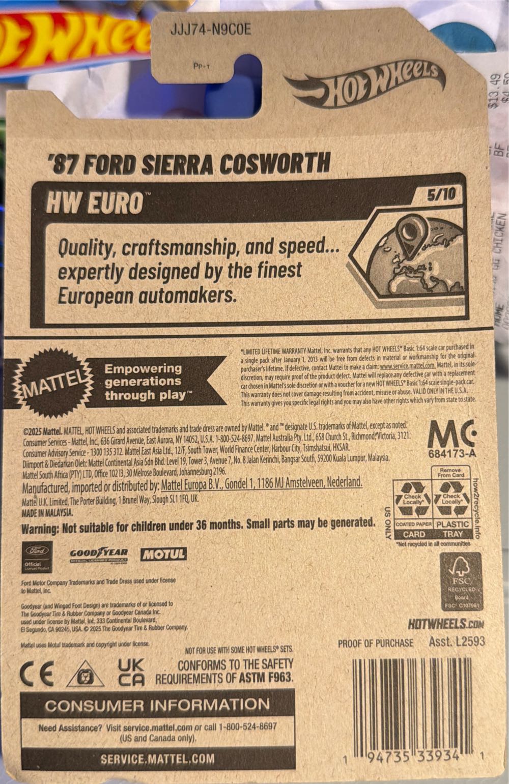 Hot Wheels- ‘87 Ford Sierra Cosworth  vinyl figure collectible [Barcode 194735339341] - Main Image 2