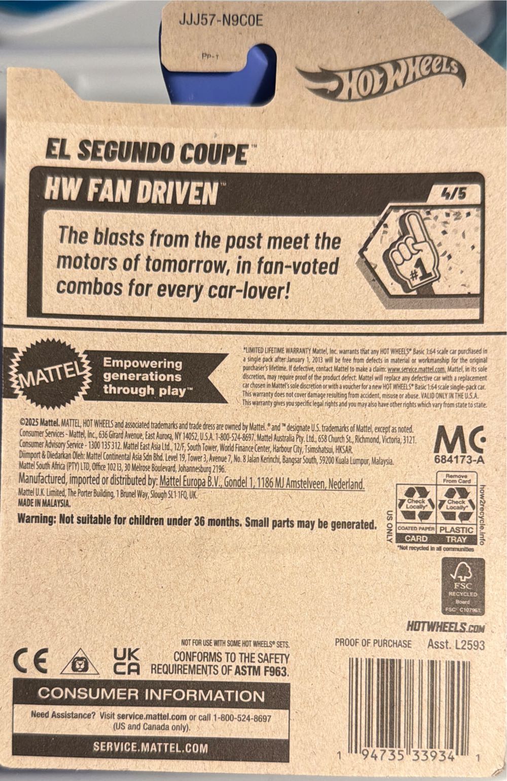 Hot Wheels El Segundo Coupe  vinyl figure collectible [Barcode 194735339341] - Main Image 2