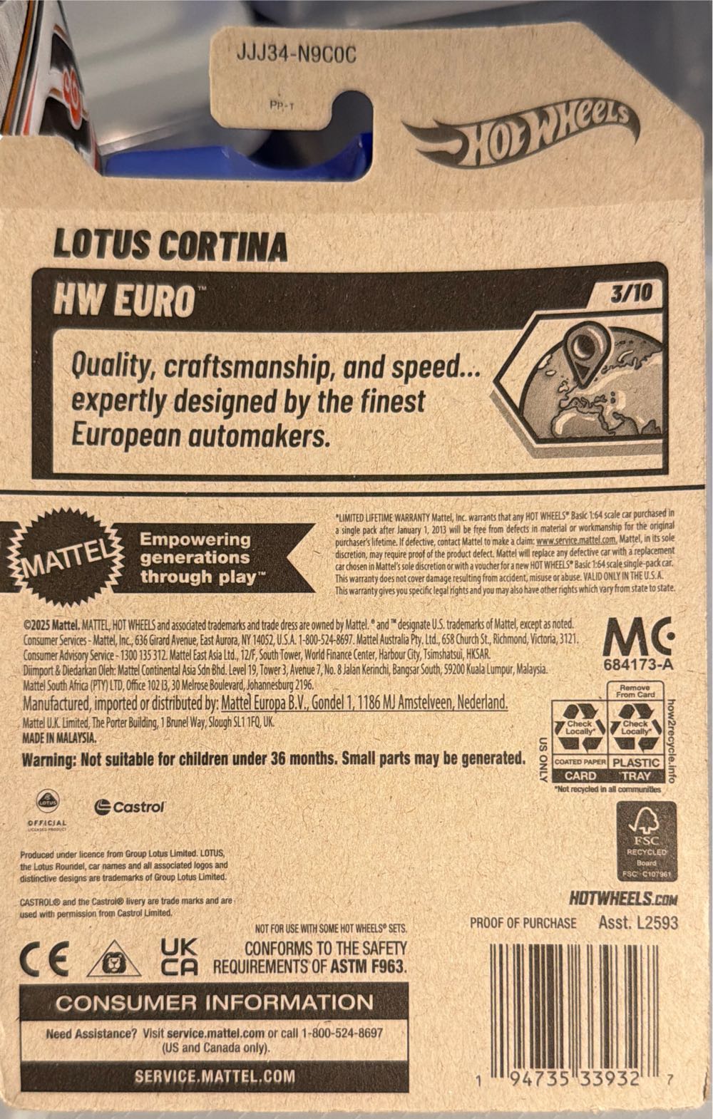 Hot Wheels Lotus Cortina  vinyl figure collectible [Barcode 194735339327] - Main Image 2