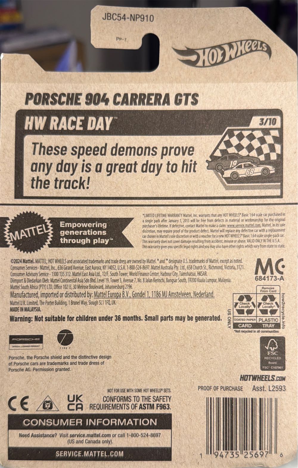 Wheels Hot Wheels Porsche 904 Carrera Gts Walgreens Exclusive Green Porsche Hw Race Day Of  vinyl figure collectible [Barcode 194735256976] - Main Image 2