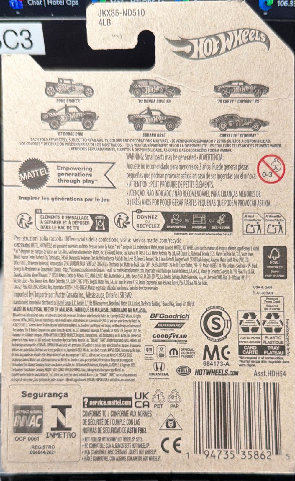 Wheels Hot Wheels 58th Anniversary Blue & Gold Car Subaru Brat 5 6 Jkx85 .. 1:64 And Series Chrome Mattel Pearl New 2025 HDh54 Jkx85 –  vinyl figure collectible [Barcode 194735358625] - Main Image 2