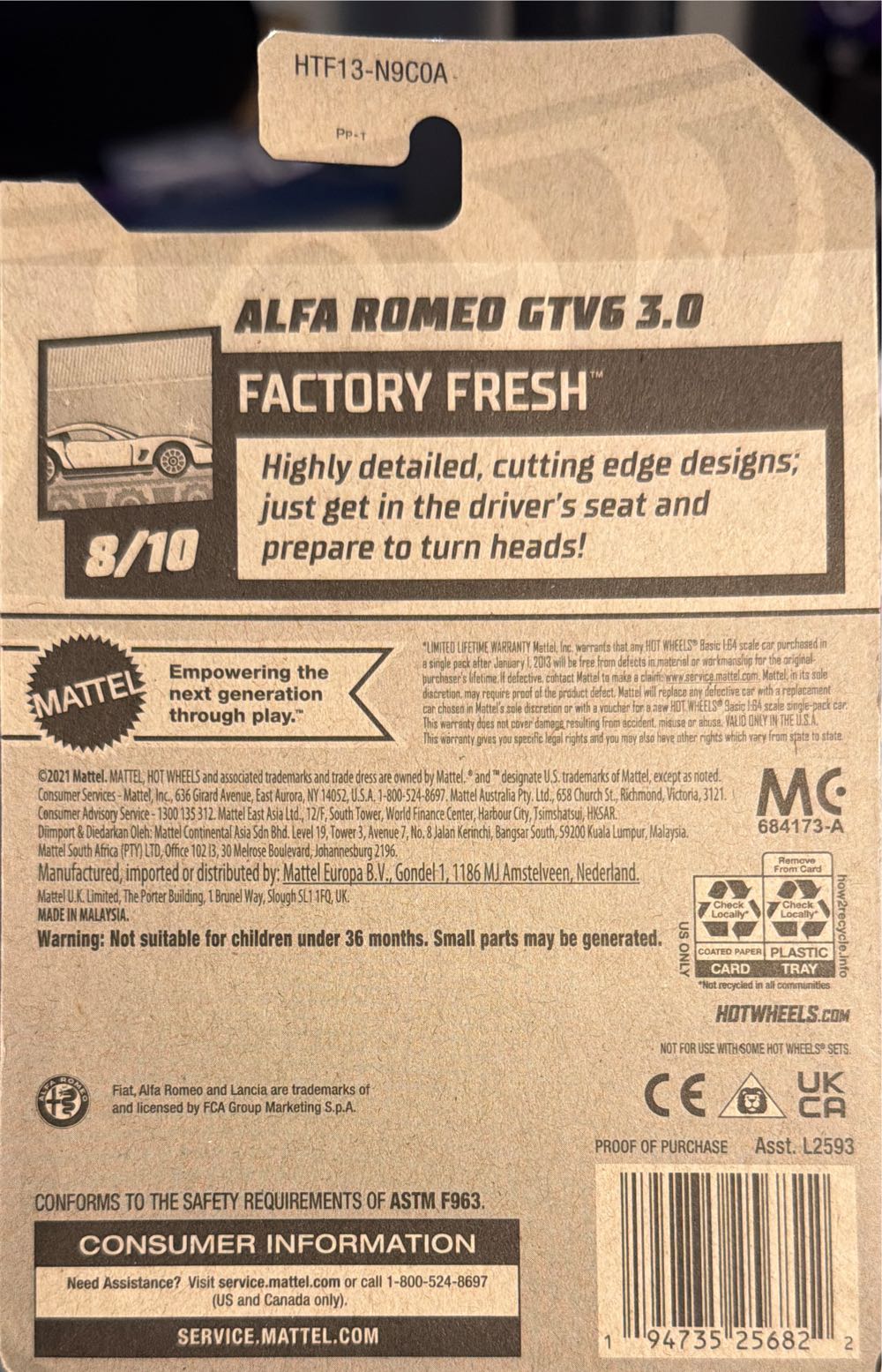 Hot Wheels Alfa Romero GTV6 3.0  vinyl figure collectible [Barcode 194735256822] - Main Image 2