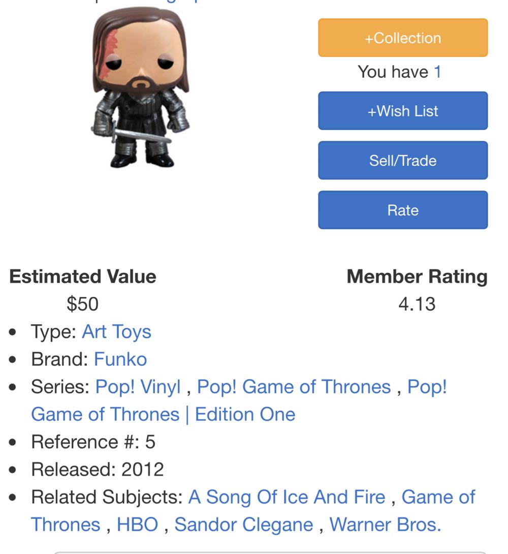 The Hound - Game of Thrones vinyl figure collectible [Barcode 830395030159] - Main Image 3