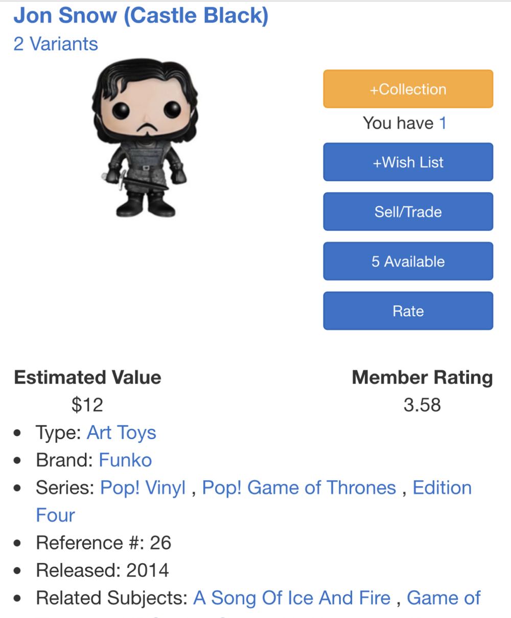 Jon Snow Castle Black - Game of Thrones vinyl figure collectible [Barcode 849803040734] - Main Image 4