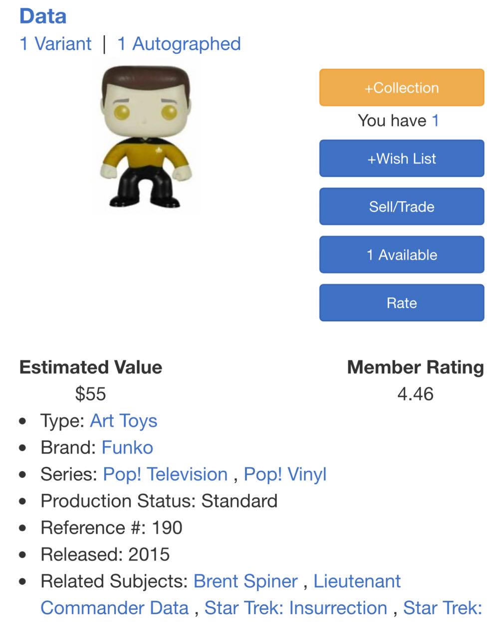 Data - Star Trek vinyl figure collectible [Barcode 849803049034] - Main Image 4