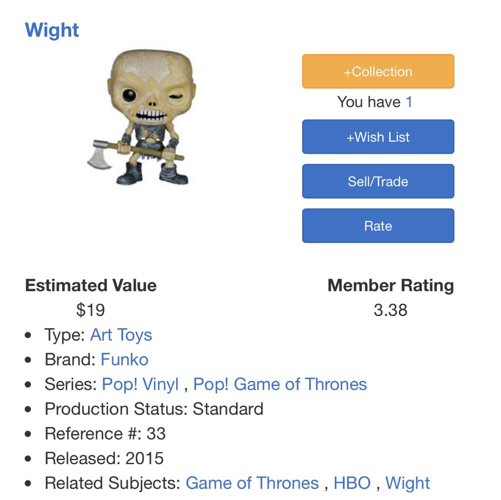 Wight - Game of Thrones vinyl figure collectible [Barcode 849803050702] - Main Image 4