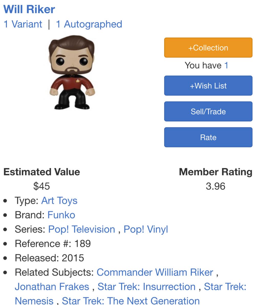 Will Riker - Star Trek vinyl figure collectible [Barcode 849803049041] - Main Image 4