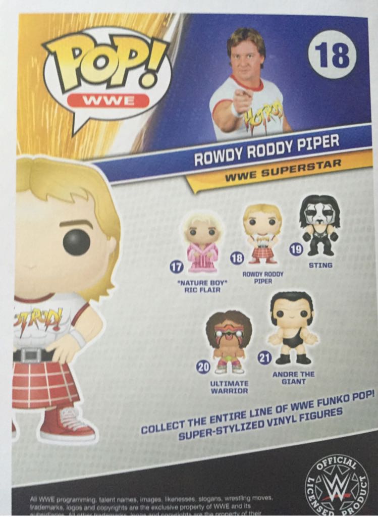 SOLD - WWE Rowdy Roddy Piper - $25 - WWE vinyl figure collectible [Barcode 849803055714] - Main Image 2