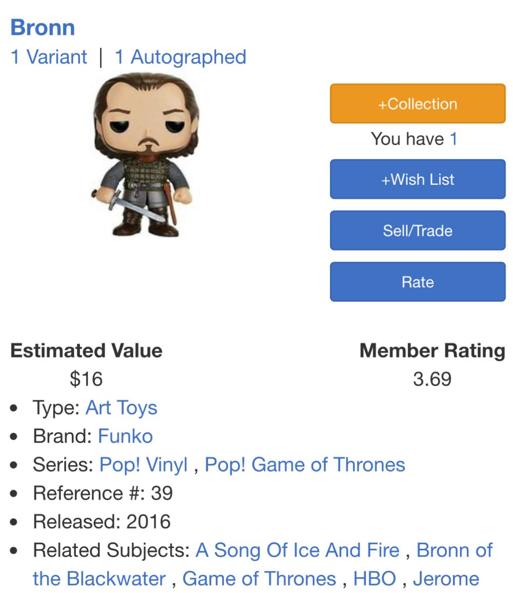 Bronn - Game of Thrones vinyl figure collectible [Barcode 849803074005] - Main Image 4