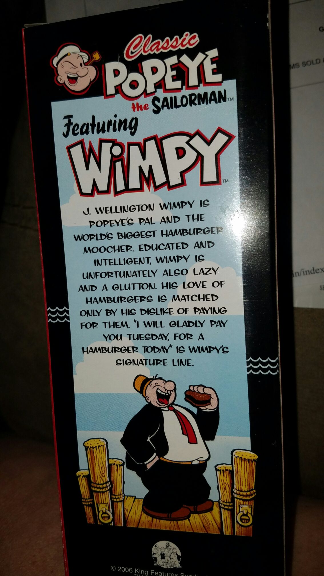 Wimpy - Popeye the Sailorman vinyl figure collectible [Barcode 830395081182] - Main Image 2