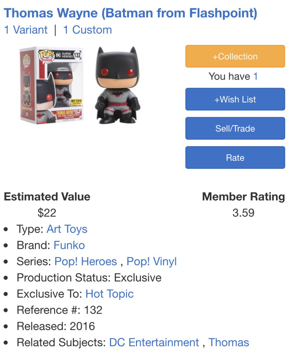 Thomas Wayne [Batman from Flashpoint] - DC Universe vinyl figure collectible [Barcode 889698105705] - Main Image 4