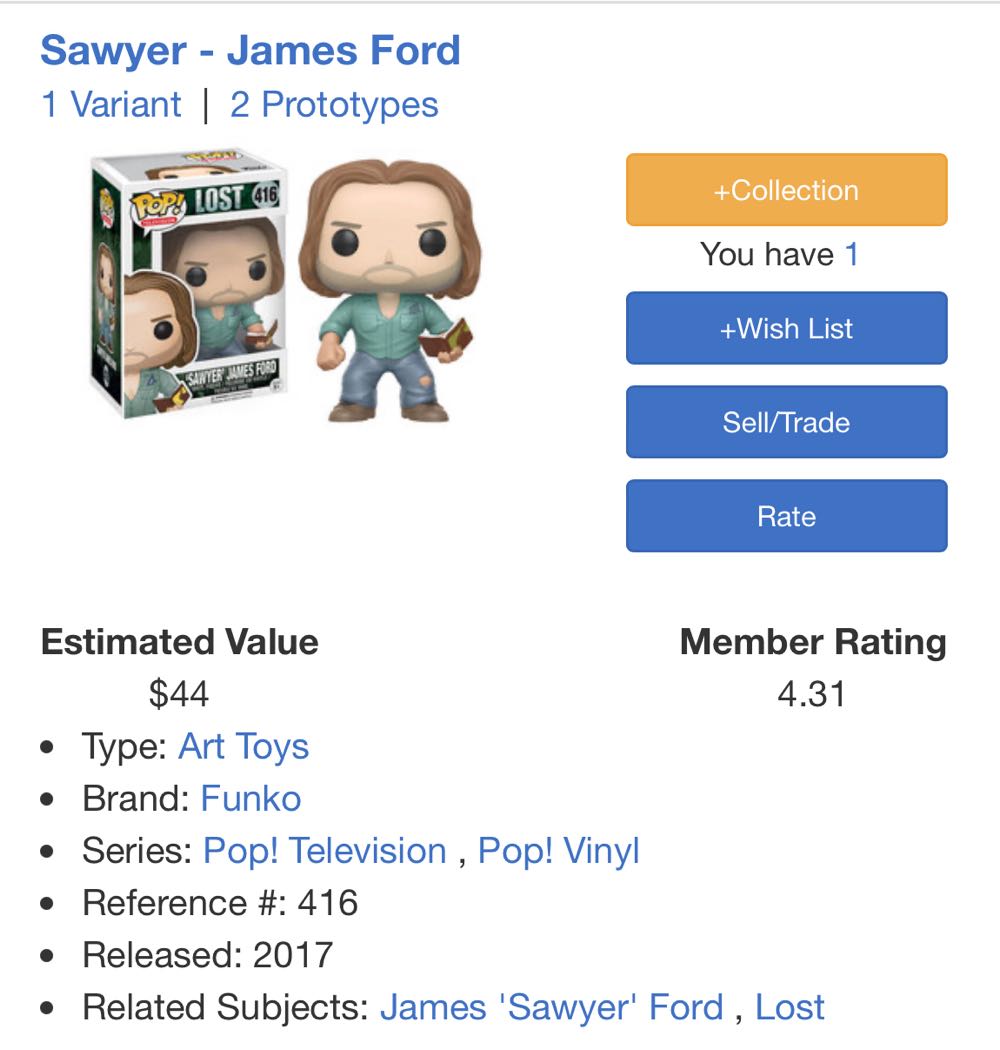 Sawyer James ford  vinyl figure collectible [Barcode 889698120289] - Main Image 4