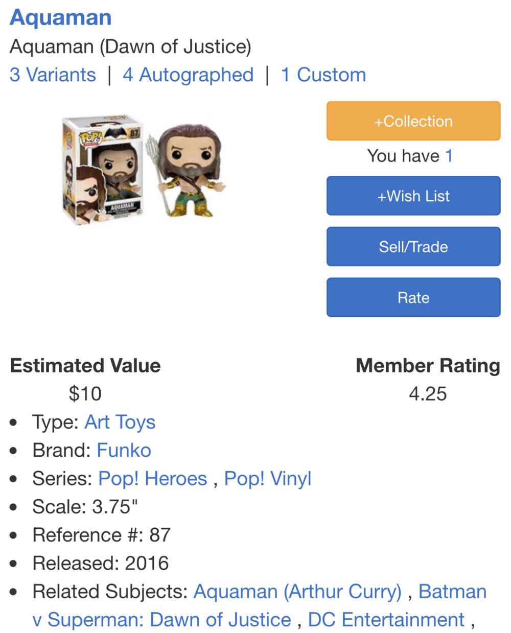 Aquaman Heroes  vinyl figure collectible - Main Image 4