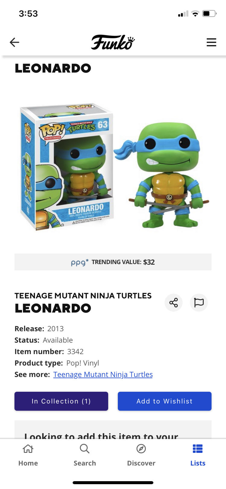 Leonardo - Teenage Mutant Ninja Turtles vinyl figure collectible - Main Image 2