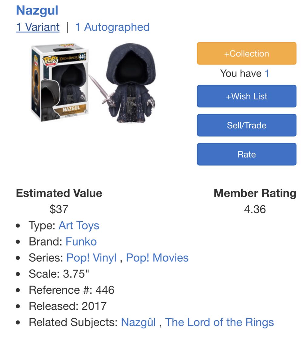 Nazgul - The Lord of the Rings vinyl figure collectible [Barcode 889698135542] - Main Image 4