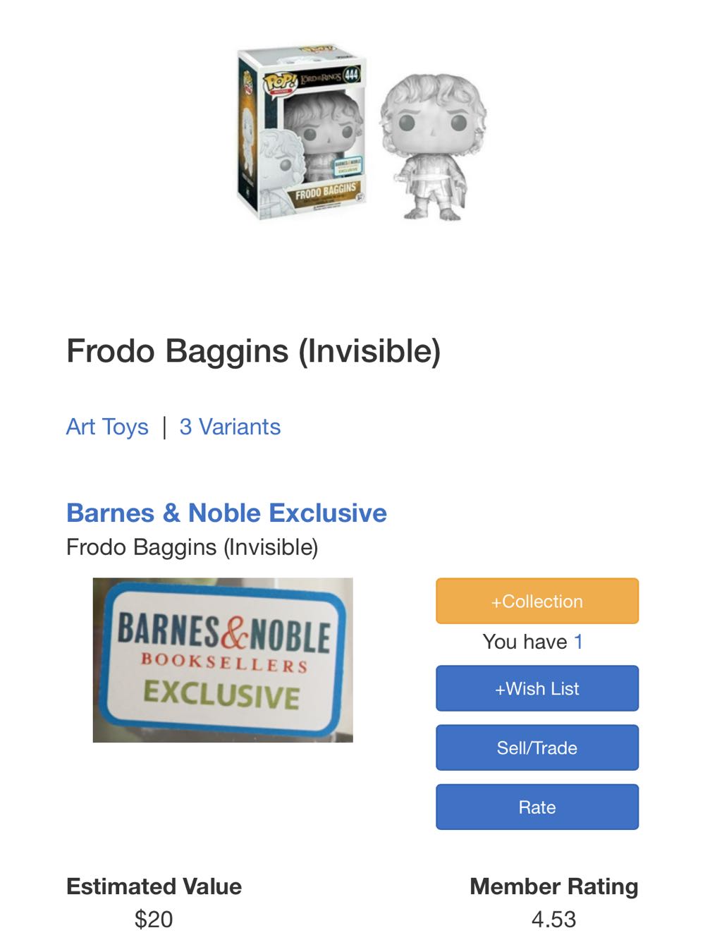 Frodo Baggins - The Lord of the Rings vinyl figure collectible [Barcode 889698135528] - Main Image 4