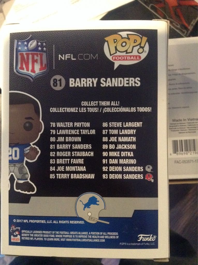 Funko NFL Barry Sanders (81) Detroit Lions  - NFL vinyl figure collectible [Barcode 889698201964] - Main Image 2