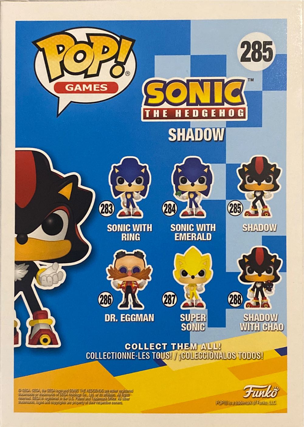 #285: Shadow - Sonic the Hedgehog vinyl figure collectible [Barcode 889698201483] - Main Image 3