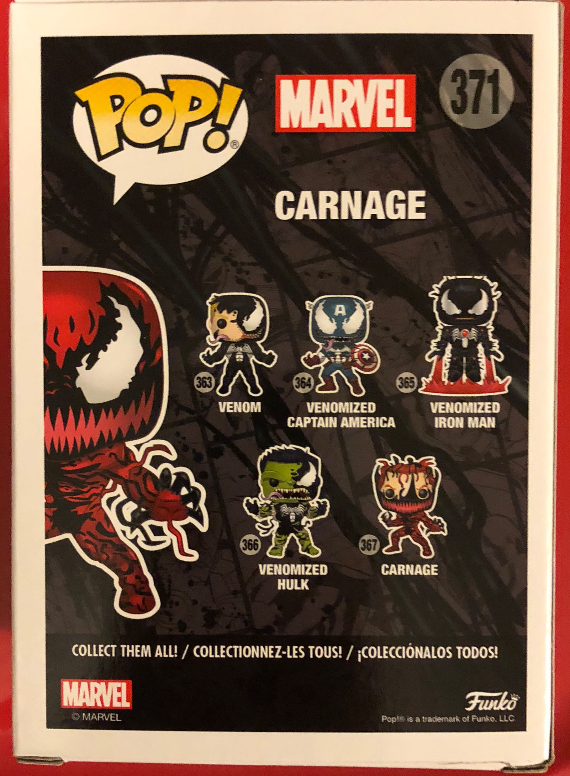 Carnage (w/ Tendrils) Pop! 371 - Venom vinyl figure collectible [Barcode 889698330787] - Main Image 2