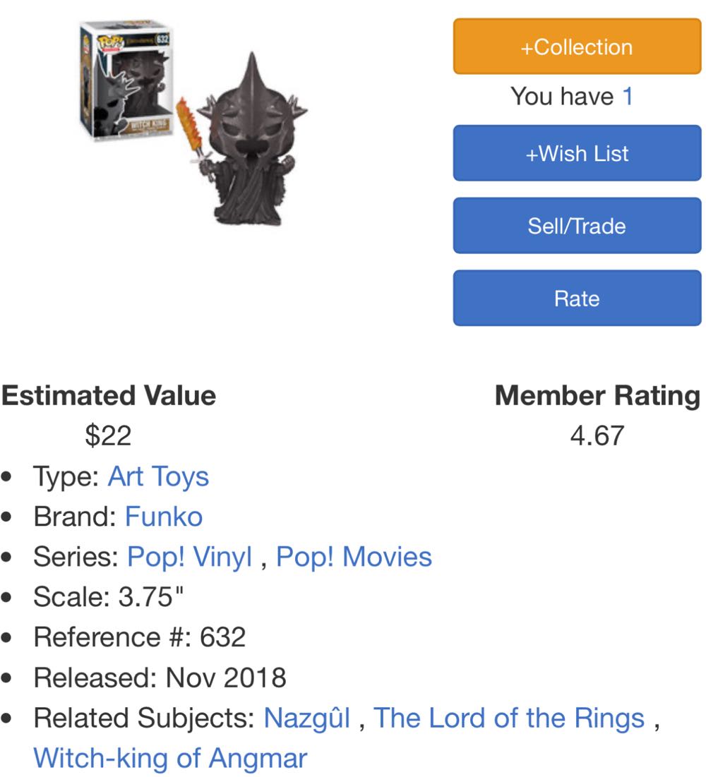 Witch King - The Lord of the Rings vinyl figure collectible [Barcode 11576382] - Main Image 4
