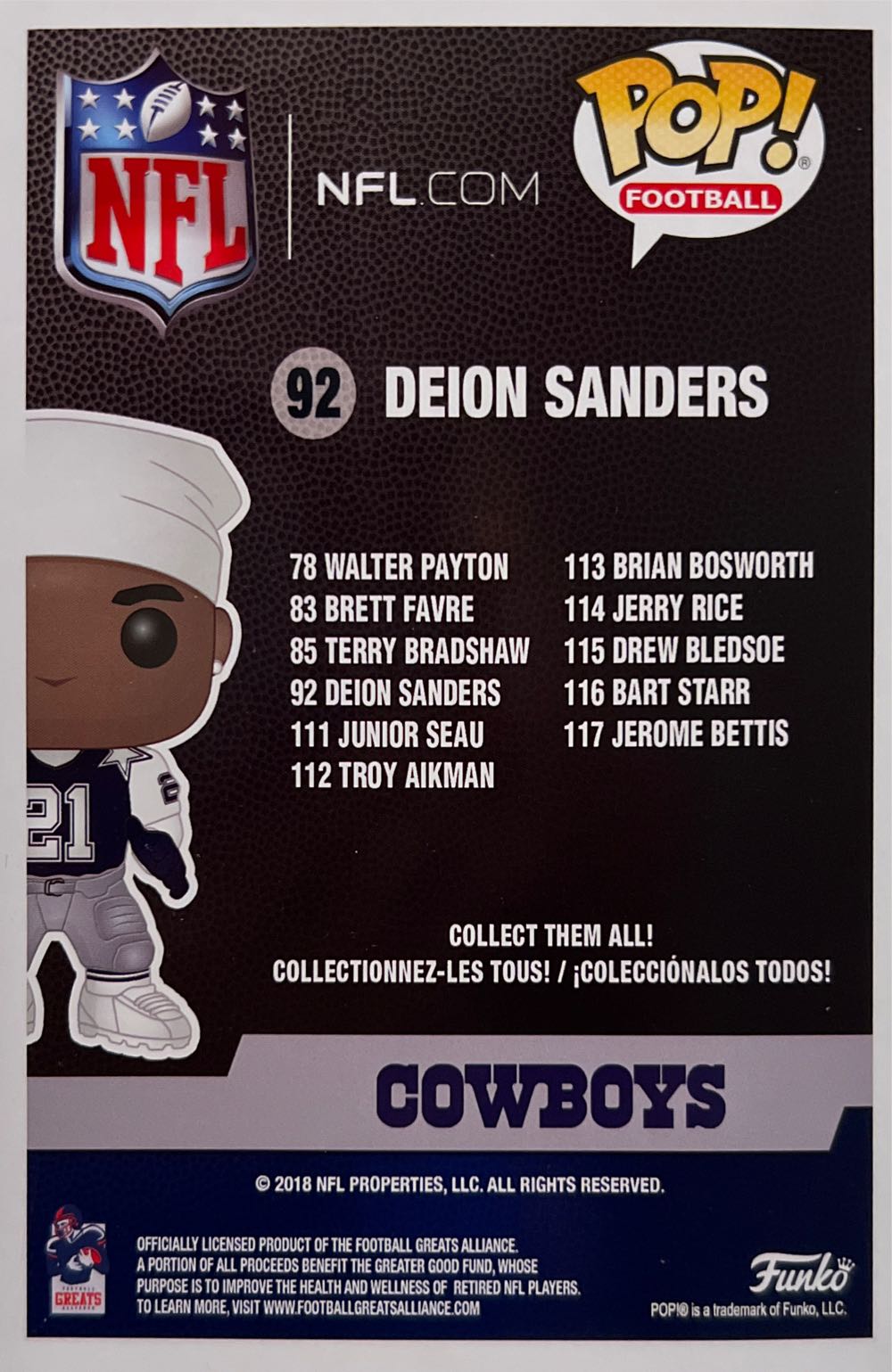 NFL Cowboys ( Deion Sanders ) $31 - NFL vinyl figure collectible [Barcode 889698333047] - Main Image 3