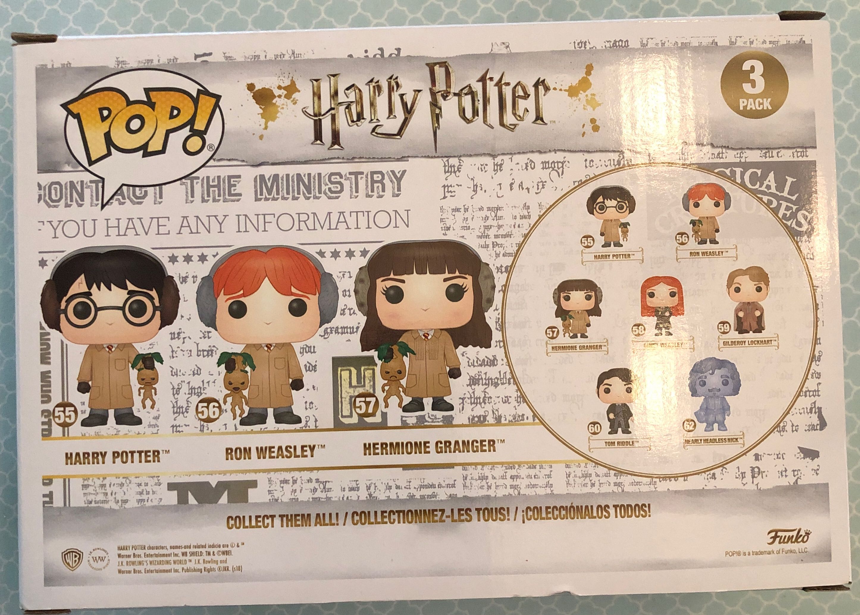 Harry Potter, Ron Weasley & Hermione Granger (3 Pack) - Harry Potter vinyl figure collectible [Barcode 889698333283] - Main Image 2