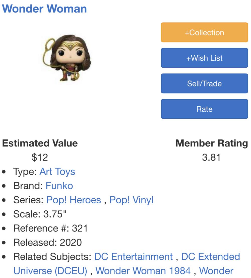 Wonder Woman - DC Universe vinyl figure collectible [Barcode 889698466639] - Main Image 4
