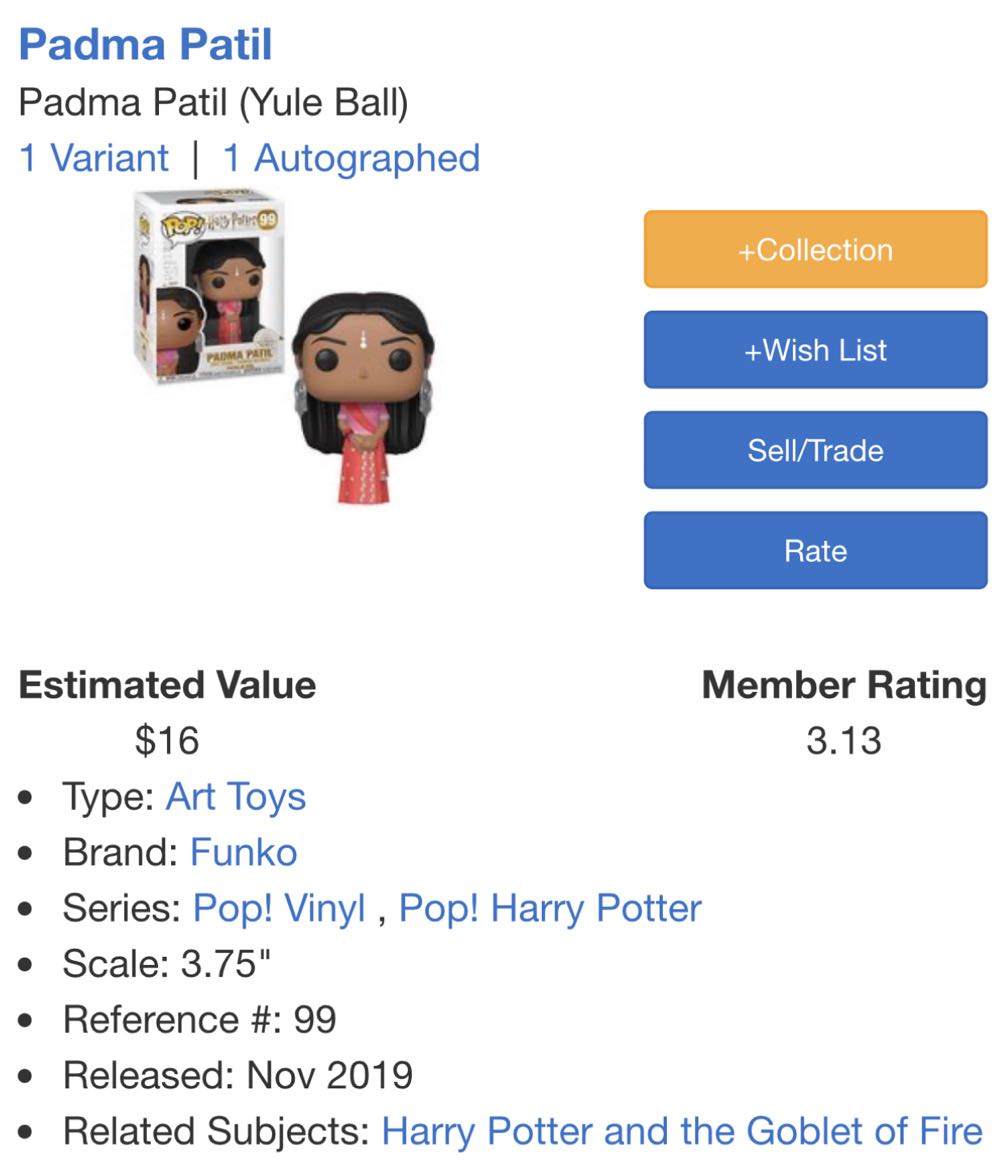 Padma Patil - Harry Potter vinyl figure collectible [Barcode 889698428453] - Main Image 4