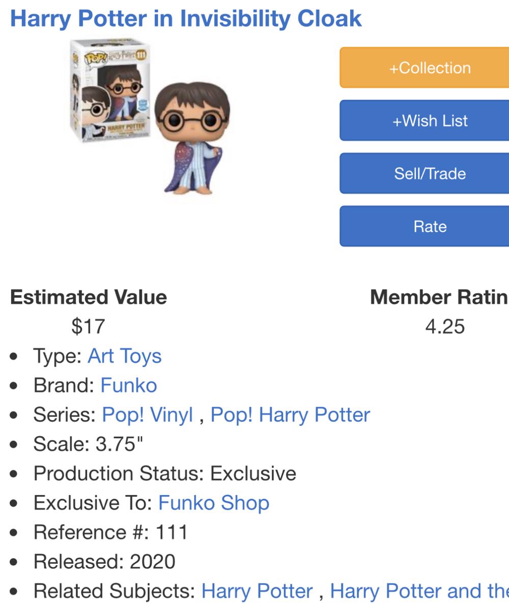 Harry Potter (Partial Invisibility Cloak) - Harry Potter vinyl figure collectible [Barcode 889698480642] - Main Image 4