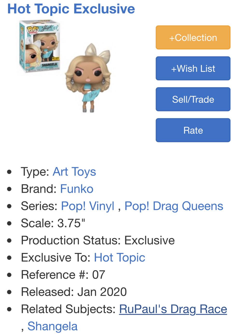 Shangela  vinyl figure collectible [Barcode 889698444637] - Main Image 4