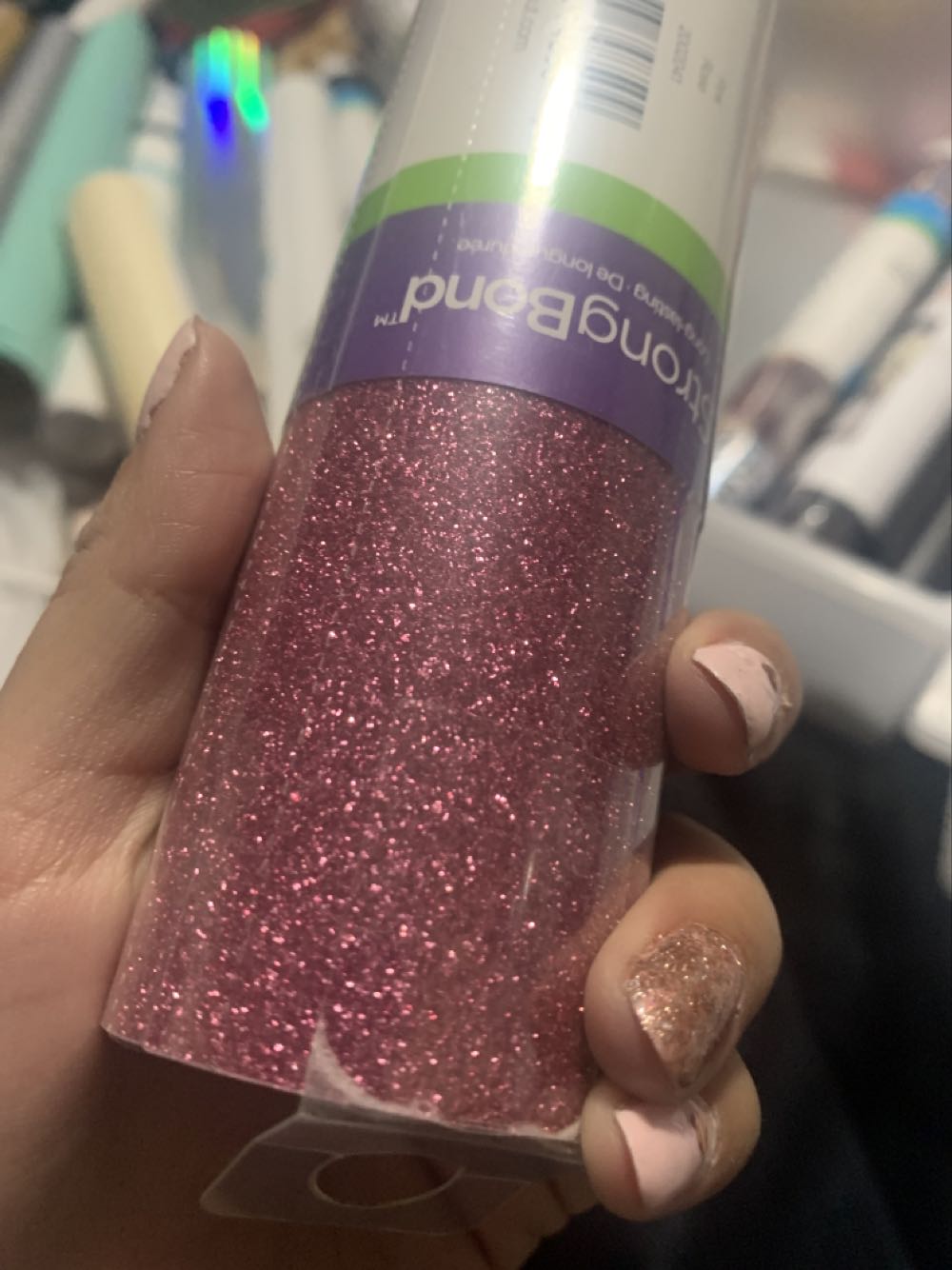 Glitter Iron On  12” X 19 Htv Rolls Pink  vinyl figure collectible [Barcode 093573748509] - Main Image 2