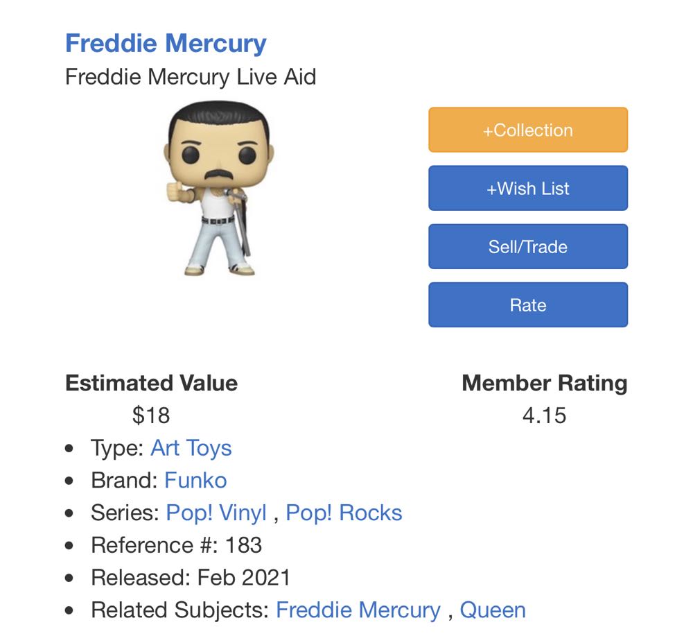 Freddie Mercury - Queen vinyl figure collectible [Barcode 889698337359] - Main Image 4