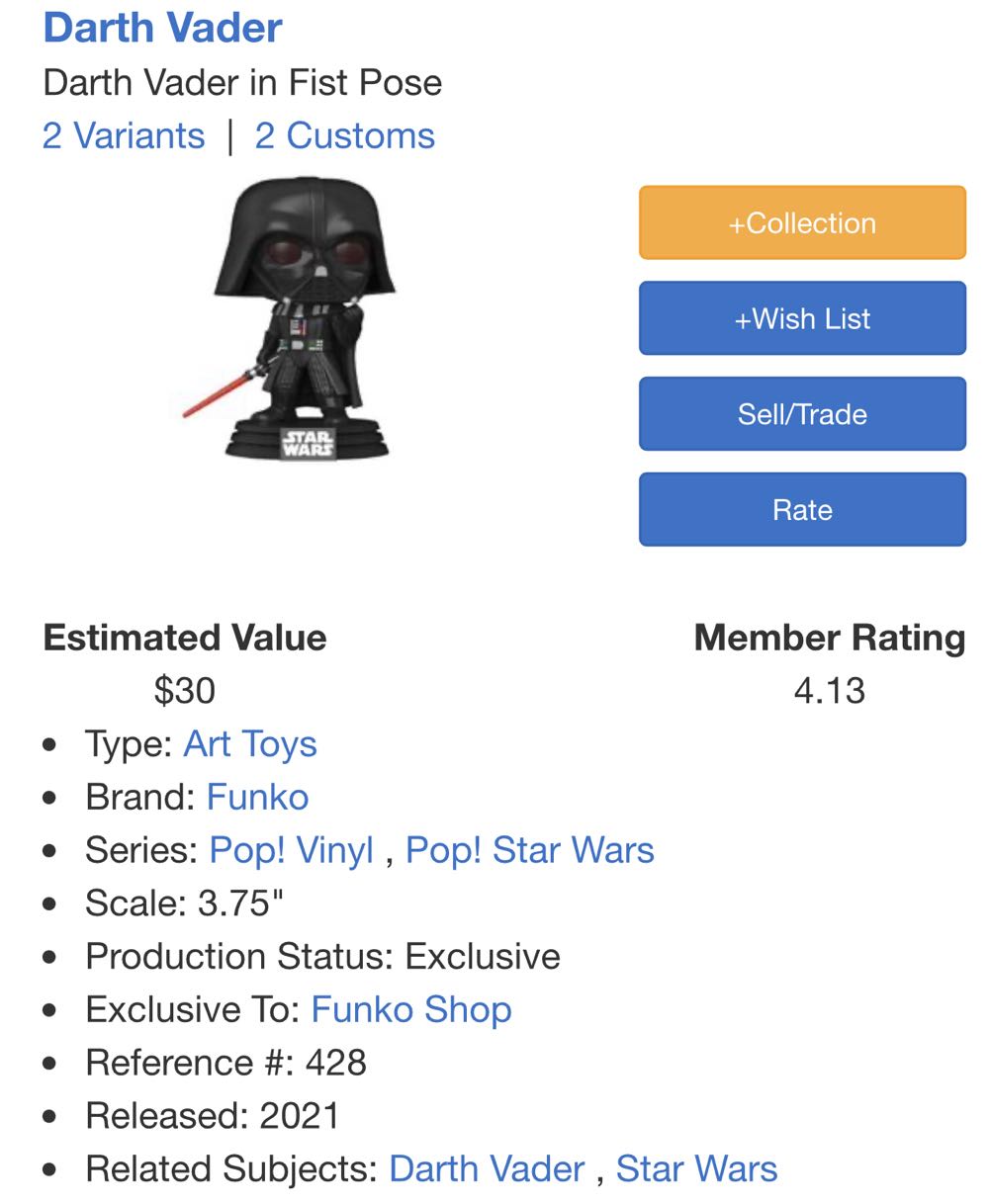 Darth Vader - Star Wars vinyl figure collectible [Barcode 889698551694] - Main Image 4